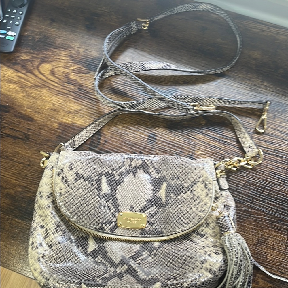 Michael Kors Python Pattern Crossbody Bag with Go… - image 1